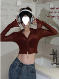 Ebbgo  Y2k Aesthetic See Through High Waist Cropped Tops Women Gauze 2024 Spring Long Sleeve Blouse Turn Down Collar Casual Sexy Blusas