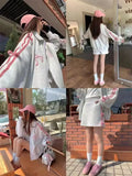 Ebbgo  2 Piece Skirt Sets Female Y2k Clothing Zipper Bow Sweet Korean Fashion Hoodie Suits Women Studentseven Party Outwear 2024