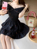 Ebbgo  French Vintage Midi Dress Women Casual Even Party Dress Office Lady Korean Fsahion Elegant Dress  Summer