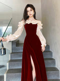 Ebbgo  -  Dress For Ball Gown Evening Dresses Flower Banquet Red Evening Dress H2112