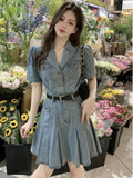 Ebbgo  -  Denim Woman Dress Bandage Dresses for Women Blazer G Outfits Fashion Summer Curvy Y2k X Hot Elegant Chic Pretty Xxl Loose