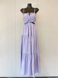 Ebbgo   Summer Resort Style Strap Fairy Fluttering Long Instant Sense Backless Sexy Dress Lady Casual Holiday Beach Long Dress