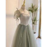 Ebbgo   -  Elegant Light Green Quinceanera Dress Women's Sweet Puff Sleeve Floor Length A-Line Prom Gown Simple Slim Fit Design Vestido