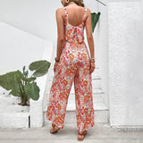 Ebbgo  -  Elegant Long Jumpsuit Women Sexy Backless Wide Leg Jumpsuits Casual Sleeveless Floral Rompers Summer Clothes For Woman 2024 New