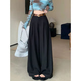 Ebbgo  -  Baggy Black Woman's Suits Pants Office Ladies Causal Wide Leg Thin Trousers Korean Fashion High Waist Loose Summer