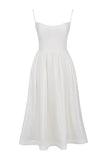 Ebbgo  - elegant and pretty women's dresses Midi White Vacation Dress Spaghetti Strap Beach Dress A Line Party Dresses