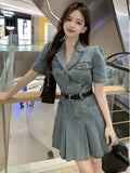 Ebbgo  -  Denim Woman Dress Bandage Dresses for Women Blazer G Outfits Fashion Summer Curvy Y2k X Hot Elegant Chic Pretty Xxl Loose