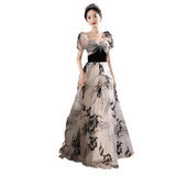 Ebbgo  -  Evening dress ink painting High sense banquet special interest light luxury dresses l0898