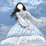 Ebbgo  -  Blue Alice In Wondeland Cute Lolita Dress for Women Japanese Tea Party Soft Girl Kawaii Princess  Fairy Vestidos