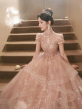 Ebbgo  -  Evening Dresses gala pink Chinese style retro gown High-End Princess Vocal Music Art Test Performance Dress H577