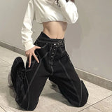 Ebbgo  Black High Waist Women Jeans Blue American Fashion Vintage Streetwear Y2K Wide Leg Jean 2024 Female Trouser Baggy Denim Pants