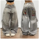 Ebbgo  -  Vintage Y2k Oversized Jeans Harajuku Streetwear Hip Hop Embroidery Denim Pants Baggy Japanese 2000s Gothic Trousers