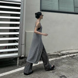 Ebbgo  -  Sleeveless Dress Women Harajuku Hollow Out Lazy Design Streetwear Retro Cozy Mujer платье Holiday Sexy Ulzzang Summer Side-slit