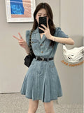 Ebbgo  -  Denim Woman Dress Bandage Dresses for Women Blazer G Outfits Fashion Summer Curvy Y2k X Hot Elegant Chic Pretty Xxl Loose