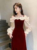 Ebbgo  -  Dress For Ball Gown Evening Dresses Flower Banquet Red Evening Dress H2112