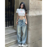 Ebbgo  Blue Women Jeans High Waist Fashion American Vintage Streetwear Y2K NEW Wide Leg Jean Female Denim Trouser Baggy Denim Pants