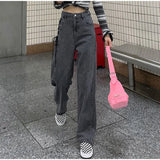 Ebbgo   harajuku hollow out Chain design Slim jeans woman 2021 high waist leisure streetwear Commute high quality strgight pants