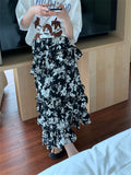 Ebbgo  S-XL Maxi Skirts Women Florals Chic Loose A-Line Fashion Casual High Waist Summer Printed Office Lady Streetwear