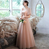 Ebbgo  -  Dinner Dresses Pink  for prom gown formal Banquet Evening Dress Female puff sleeve L0776