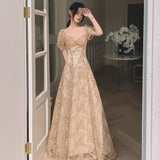 Ebbgo   -  French Style Square Collar Evening Dress Women New Banquet  Celebrity Prom Dresses Elegant Beadding Appliques Party Gown