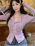 Ebbgo  -  Slim Top Women Chic V-neck Soft Solid Single Breasted Knit Cardigan Female Spring New Fashion Long Sleeves Knitwears Lady