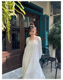 Ebbgo  -  French Vintage Midi Dress Women Casual Long Sleeve Elegant Dress Beach Style Even Party Clothing Korean Fashion Chic