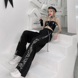 Ebbgo  -  fall outfits Korean Fashion Women Long Pants Vintage Trousers Harajuku Streetwear Clothing High Waist Wide Leg Punk Style Hip Hop Pants