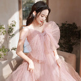 Ebbgo  -  Evening dresses Pink Lace ball gown Banquet Graduation dress Elegant lace Long Guest for Dinner Party Birthday H892