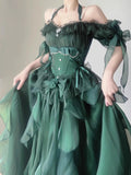 Ebbgo  -  Green Flower Wedding Dress Lolita Dress op Dress Lolita Heavy Industry Trail Puffy Princess Dress