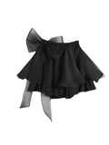 Ebbgo  Women Black Gothic Mini Skirt Vintage Streetwear Elegant Harajuku Y2k Emo 2000s Hight Waist A-Line Bow Skirt 90s Trashy Clothes