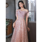 Ebbgo  -  Dresses gala ball gown Sequined dinner dress party evening gowns Pink Bridesmaid L0322