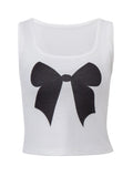 Ebbgo  2024 Harajuku Tank Top Women Sweet Cute Bow Printing Streetwear Sleeveless Tanks Y2k Aesthetic Contrast Color Fairy Grunge Tops