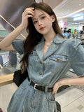 Ebbgo  -  Denim Woman Dress Bandage Dresses for Women Blazer G Outfits Fashion Summer Curvy Y2k X Hot Elegant Chic Pretty Xxl Loose