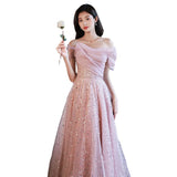 Ebbgo  -  Dresses gala ball gown Sequined dinner dress party evening gowns Pink Bridesmaid L0322