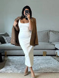 Ebbgo  -  Sexy Sllip Bodycon Strap Maxi Dress Women Square Collar Backless Maxi Dresses Female Summer Elegant Lady Hip Package Robe