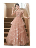 Ebbgo  -  Evening Dresses gala pink Chinese style retro gown High-End Princess Vocal Music Art Test Performance Dress H577