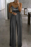 Sexy Casual Solid Backless Spaghetti Strap Regular Jumpsuits