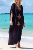 Casual Vacation Solid Embroidered Contrast Swimwears Cover Up